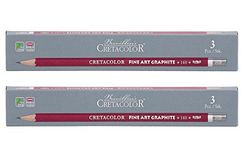 Cretacolor Cleos Fine Art Graphite Set of 3 Pencils (Pack of 2) | Ideal for Drawing, Sketching, Mandala, Shading, Portrait, Pencils for Artists, Fine Art Students