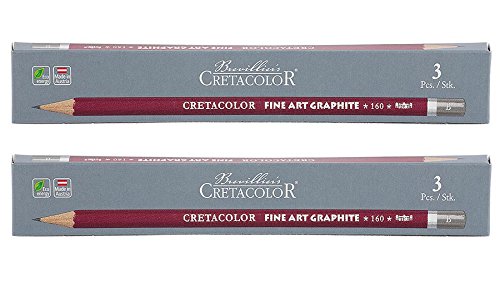 Cretacolor Cleos Fine Art Graphite Set of 3 Pencils (Pack of 2) | Ideal for Drawing, Sketching, Mandala, Shading, Portrait, Pencils for Artists, Fine Art Students