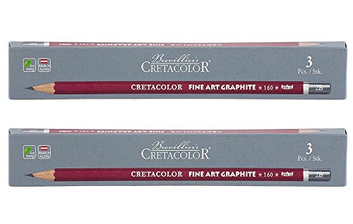 Cretacolor Cleos Fine Art Graphite Set of 3 Pencils (Pack of 2) | Ideal for Drawing, Sketching, Mandala, Shading, Portrait, Pencils for Artists, Fine Art Students