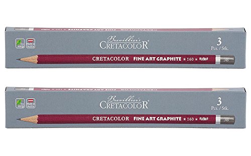 Cretacolor Cleos Fine Art Graphite Set of 3 Pencils (Pack of 2) | Ideal for Drawing, Sketching, Mandala, Shading, Portrait, Pencils for Artists, Fine Art Students