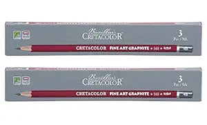 Cretacolor Cleos Fine Art Graphite Set of 3 Pencils (Pack of 2) | Ideal for Drawing, Sketching, Mandala, Shading, Portrait, Pencils for Artists, Fine Art Students