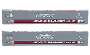 Cretacolor Cleos Fine Art Graphite Set of 3 Pencils (Pack of 2) | Ideal for Drawing, Sketching, Mandala, Shading, Portrait, Pencils for Artists, Fine Art Students