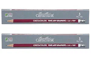 Cretacolor Cleos Fine Art Graphite Set of 3 Pencils (Pack of 2) | Ideal for Drawing, Sketching, Mandala, Shading, Portrait, Pencils for Artists, Fine Art Students