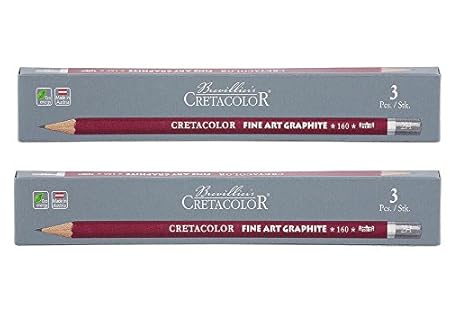 Cretacolor Cleos Fine Art Graphite Set of 3 Pencils (Pack of 2) | Ideal for Drawing, Sketching, Mandala, Shading, Portrait, Pencils for Artists, Fine Art Students