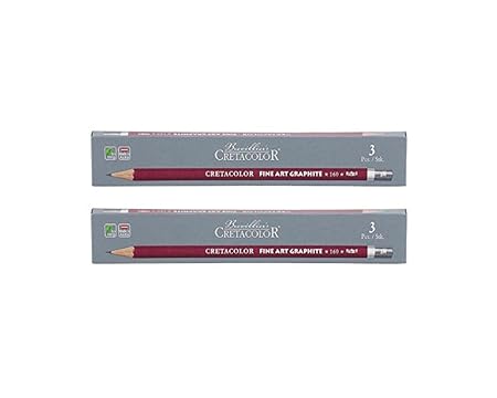 Cretacolor Cleos Fine Art Graphite Set of 3 Pencils (Pack of 2) | Ideal for Drawing, Sketching, Mandala, Shading, Portrait, Pencils for Artists, Fine Art Students