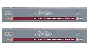 Cretacolor Cleos Fine Art Graphite Set of 3 Pencils (Pack of 2) | Ideal for Drawing, Sketching, Mandala, Shading, Portrait, Pencils for Artists, Fine Art Students
