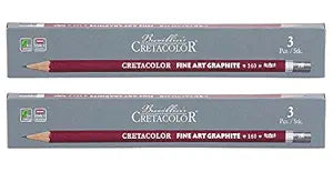 Cretacolor Cleos Fine Art Graphite Set of 3 Pencils (Pack of 2) | Ideal for Drawing, Sketching, Mandala, Shading, Portrait, Pencils for Artists, Fine Art Students