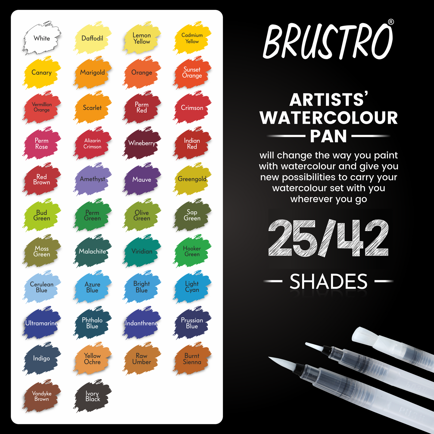Brustro Artists Watercolour Pan Set of 42 with Artist 25% Cotton Watercolour Pad Cold Pressed 200 GSM A4 Pad 20 Sheets