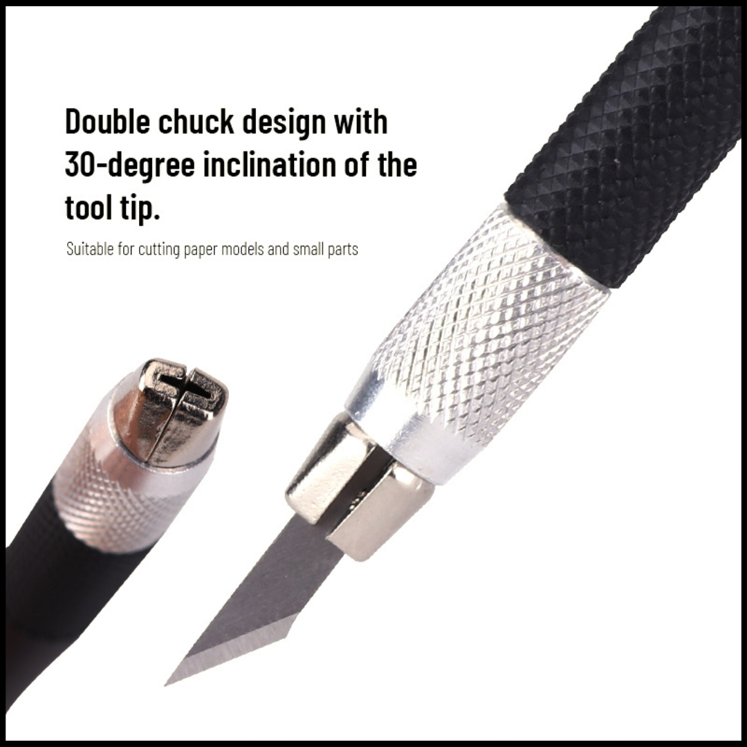 BRUSTRO Crafters Pen Knife with Embossing Stylus | 8 Blade Refills included | Lightweight, Textured Grip, Ideal for DIY Crafts, Intricate Designs, Paper Craft, Origami, Sharpening, Cutting Pencils