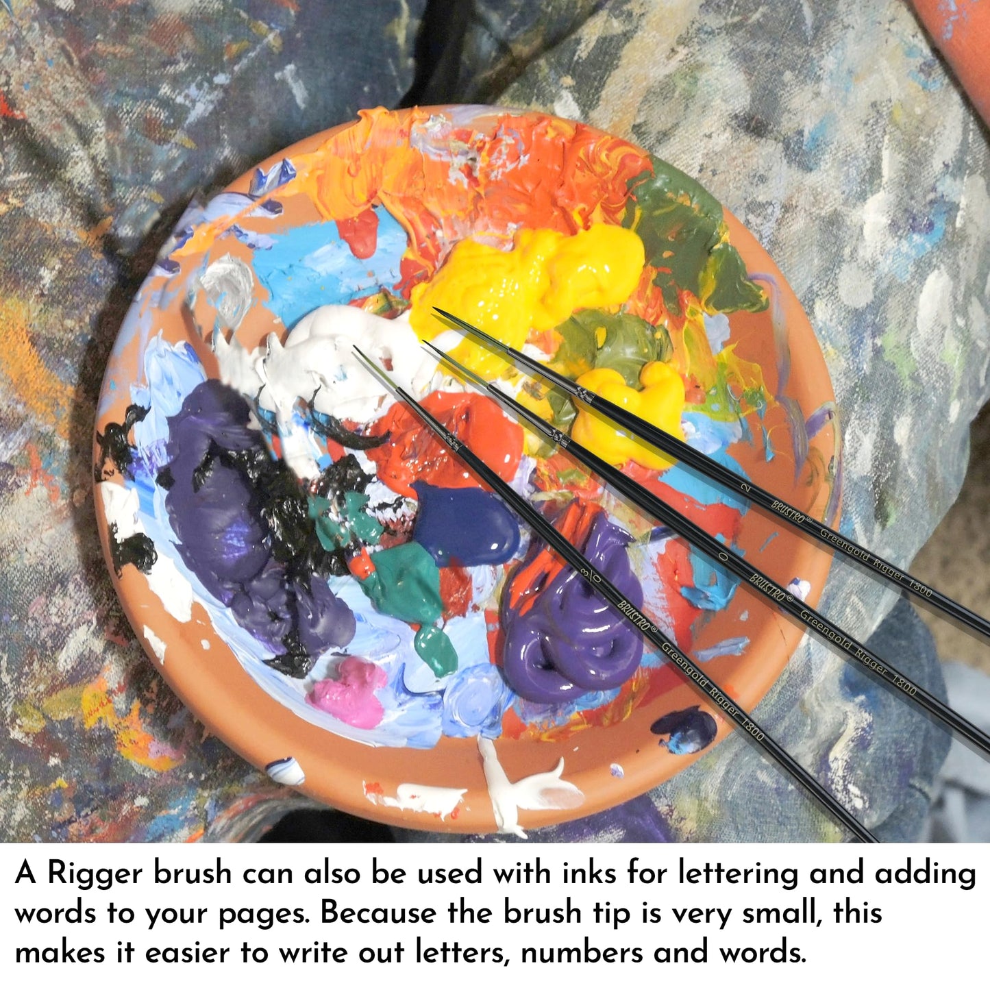 Brustro Artists Greengold Acrylic Brush Rigger Series 1800 - Size - 2