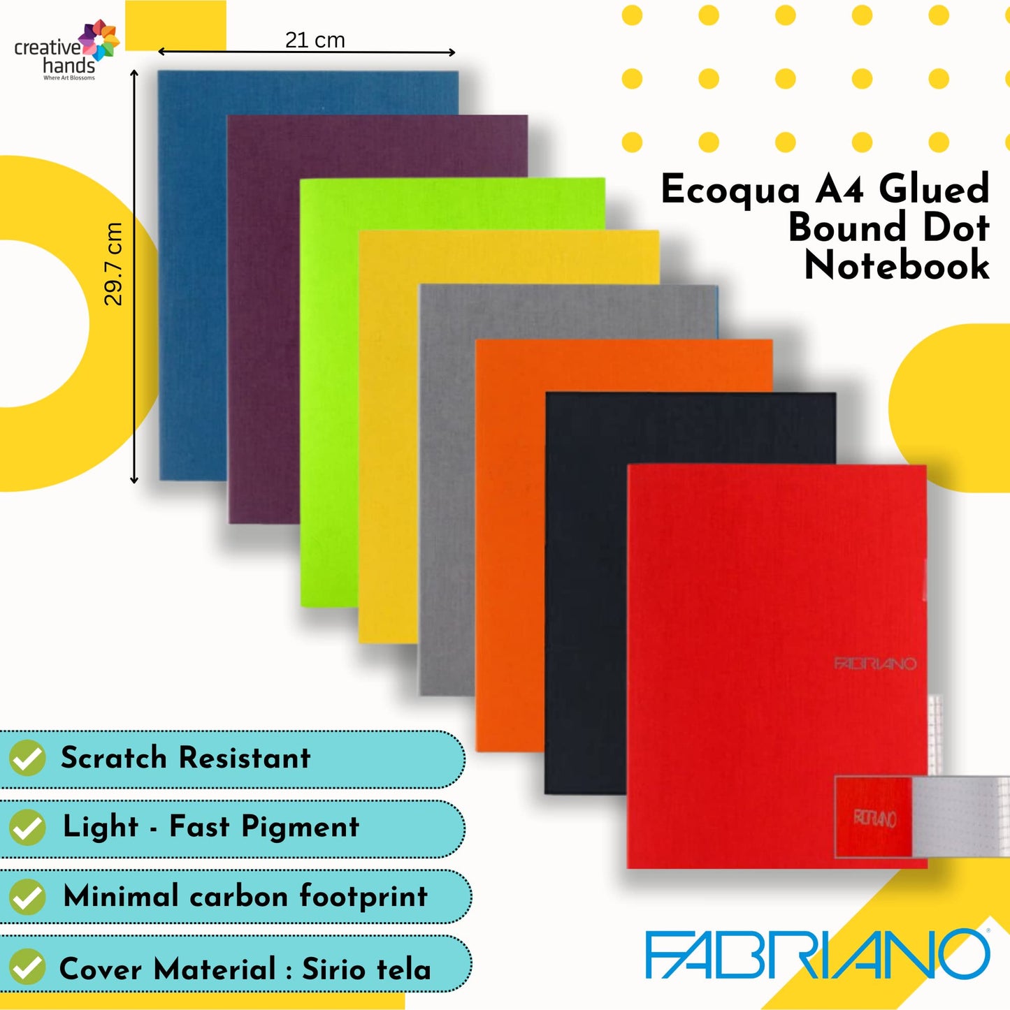 Fabriano Ecoqua A4 Glued Bound Dot Notebook Raspberry
