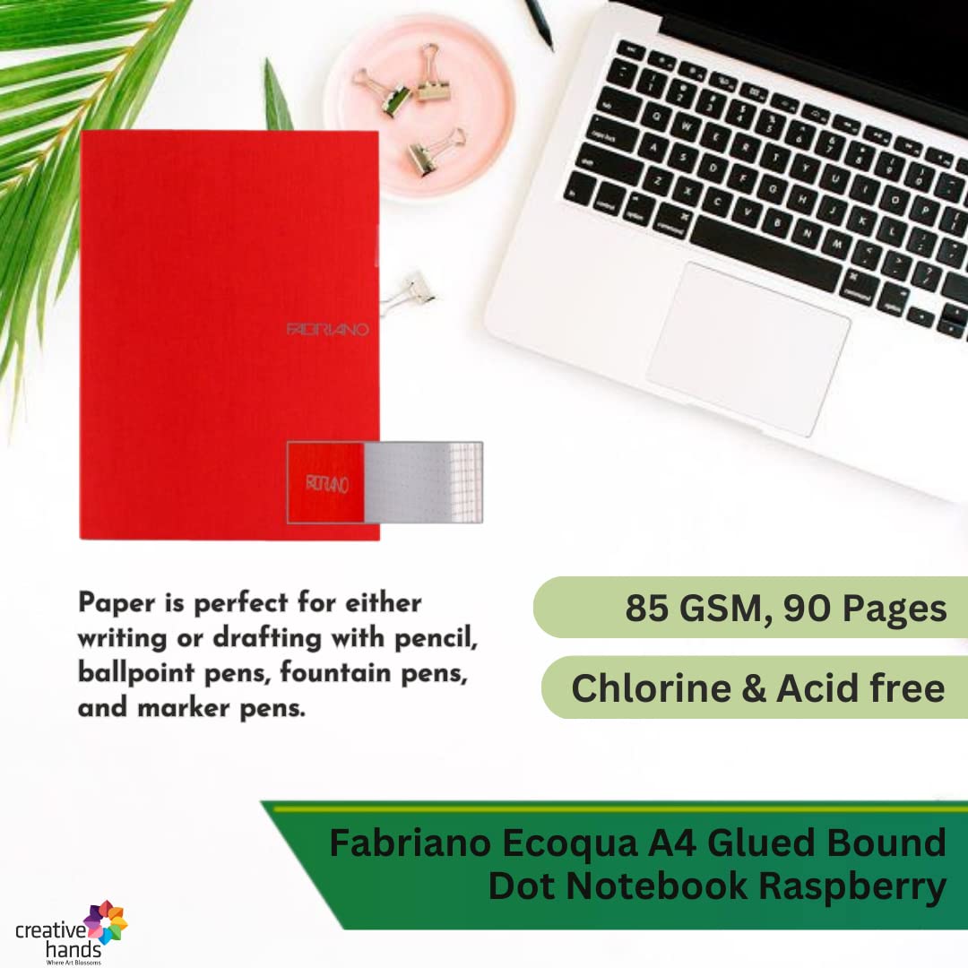 Fabriano Ecoqua A4 Glued Bound Dot Notebook Raspberry