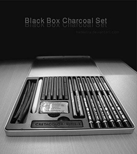 Cretacolor Black Box Charcoal Drawing Set of 20 - Tin Box (Free Brustro Artists' Sketch Book A5)