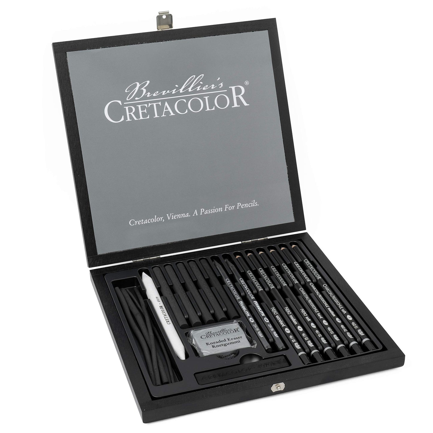 Cretacolor Black Box Charcoal Drawing Set of 20 - Wooden Box