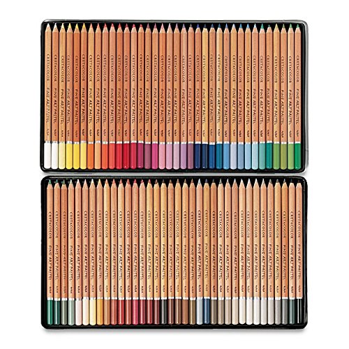 CRETACOLOR Fine Art Pastel Pencil - Set of 72 (in an Elegant Reusable Tin Box) | Blue Shade | Ideal for Drawing, Sketching, Mandala, Shading, Portrait, Pencils for Artists, Fine Art Students.