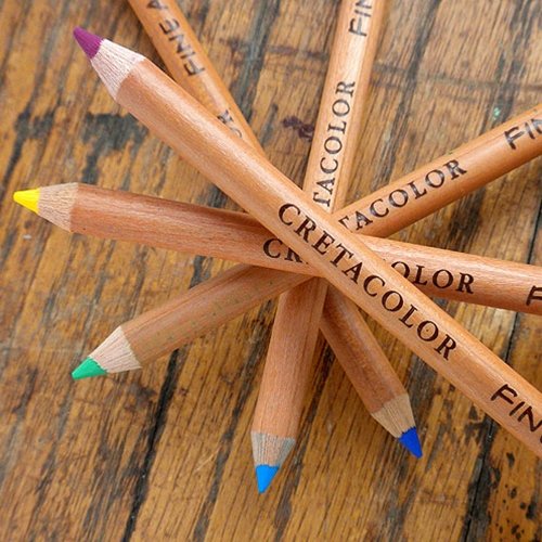 CRETACOLOR Fine Art Pastel Pencil - Set of 72 (in an Elegant Reusable Tin Box) | Blue Shade | Ideal for Drawing, Sketching, Mandala, Shading, Portrait, Pencils for Artists, Fine Art Students.