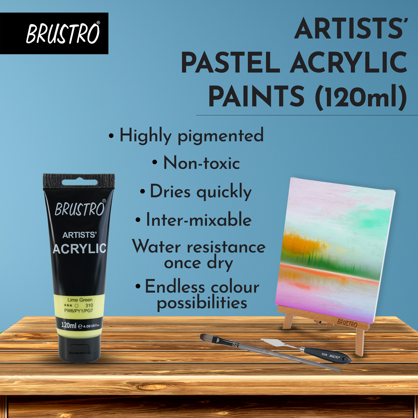 BRUSTRO Artists Acrylic 120ml Lime Green (Pastel Tone)