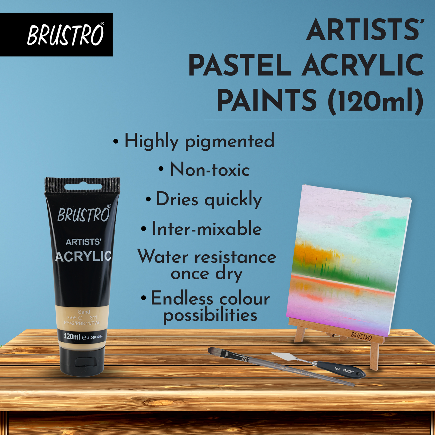 BRUSTRO Artists Acrylic 120ml Sand (Pastel Tone)