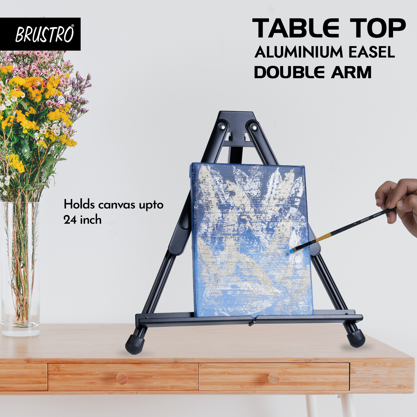 Brustro Aluminum Tabletop Double Arm Easel Tri-Pod Design with Rubber Feet Size - 24" inch