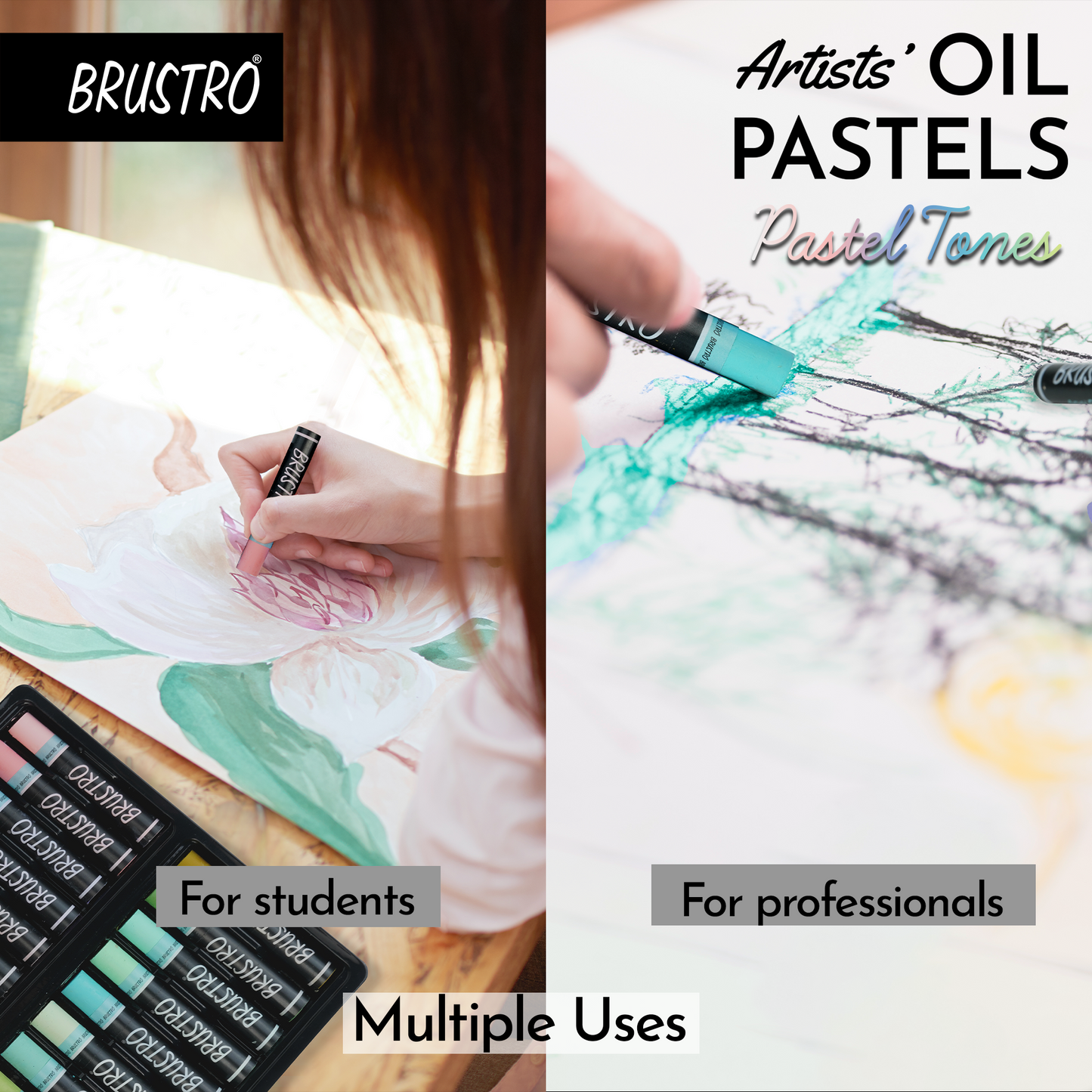 BRUSTRO Artist Oil pastel set of 24 (Pastel Tones)