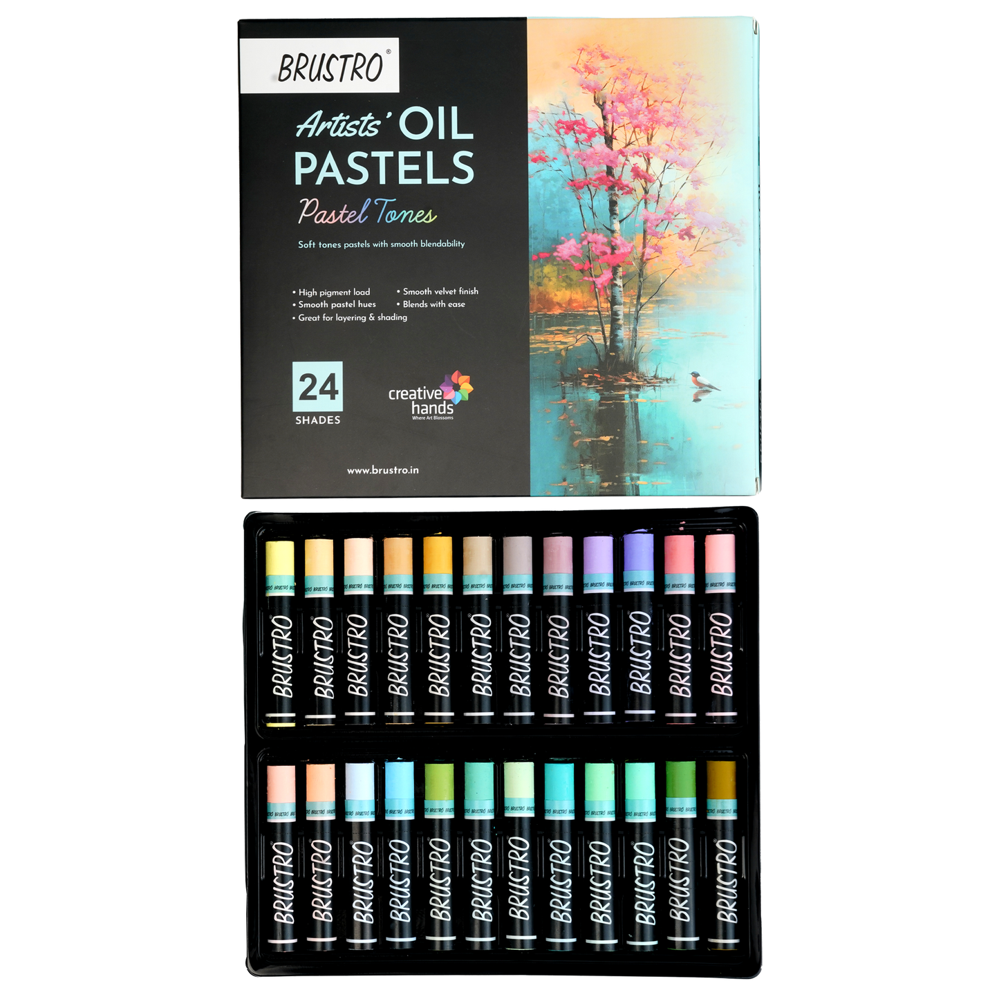 BRUSTRO Artist Oil pastel set of 24 (Pastel Tones)