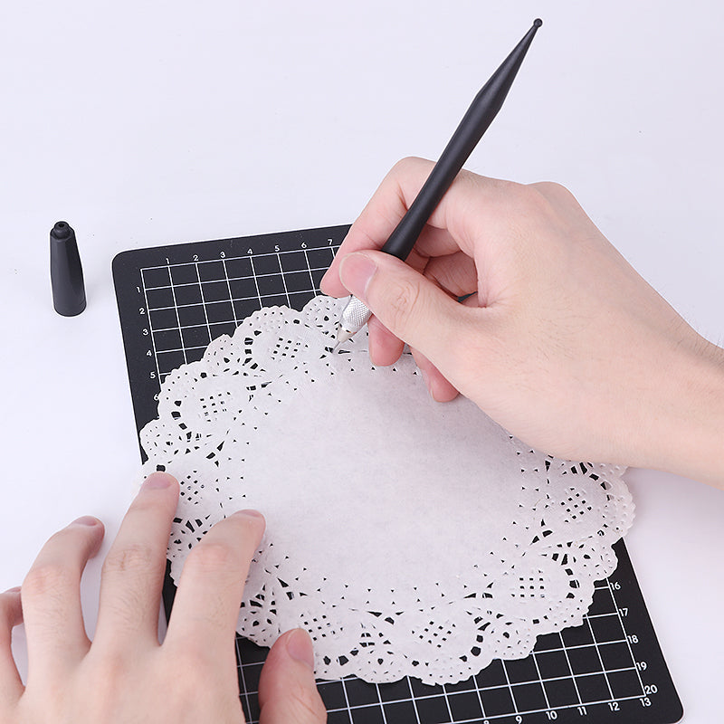 BRUSTRO Crafters Pen Knife with Embossing Stylus | 8 Blade Refills included | Lightweight, Textured Grip, Ideal for DIY Crafts, Intricate Designs, Paper Craft, Origami, Sharpening, Cutting Pencils