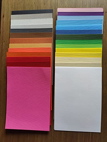 BRUSTRO Elle Erre Cardstock A6 Size, 220 GSM Assorted Colour, Pack of 20 Shades (Both Bright & Soft Mixed) X 5 Sheets (Total 100 Sheets) with Textured Surface on one Side and Smooth on Other.