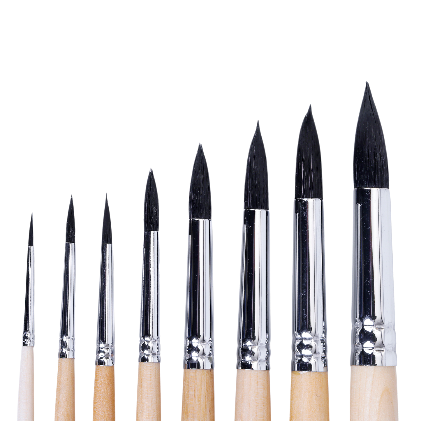 BRUSTRO Faux Squirrelo Mop Brush | Round, Set of 8 (Size- 1,4,5,8,10,12,14,16 ) | Synthetic and Natural Bristles, Wooden Handle , Ideal for Watercolor, Gouache, Inks Professional Artists