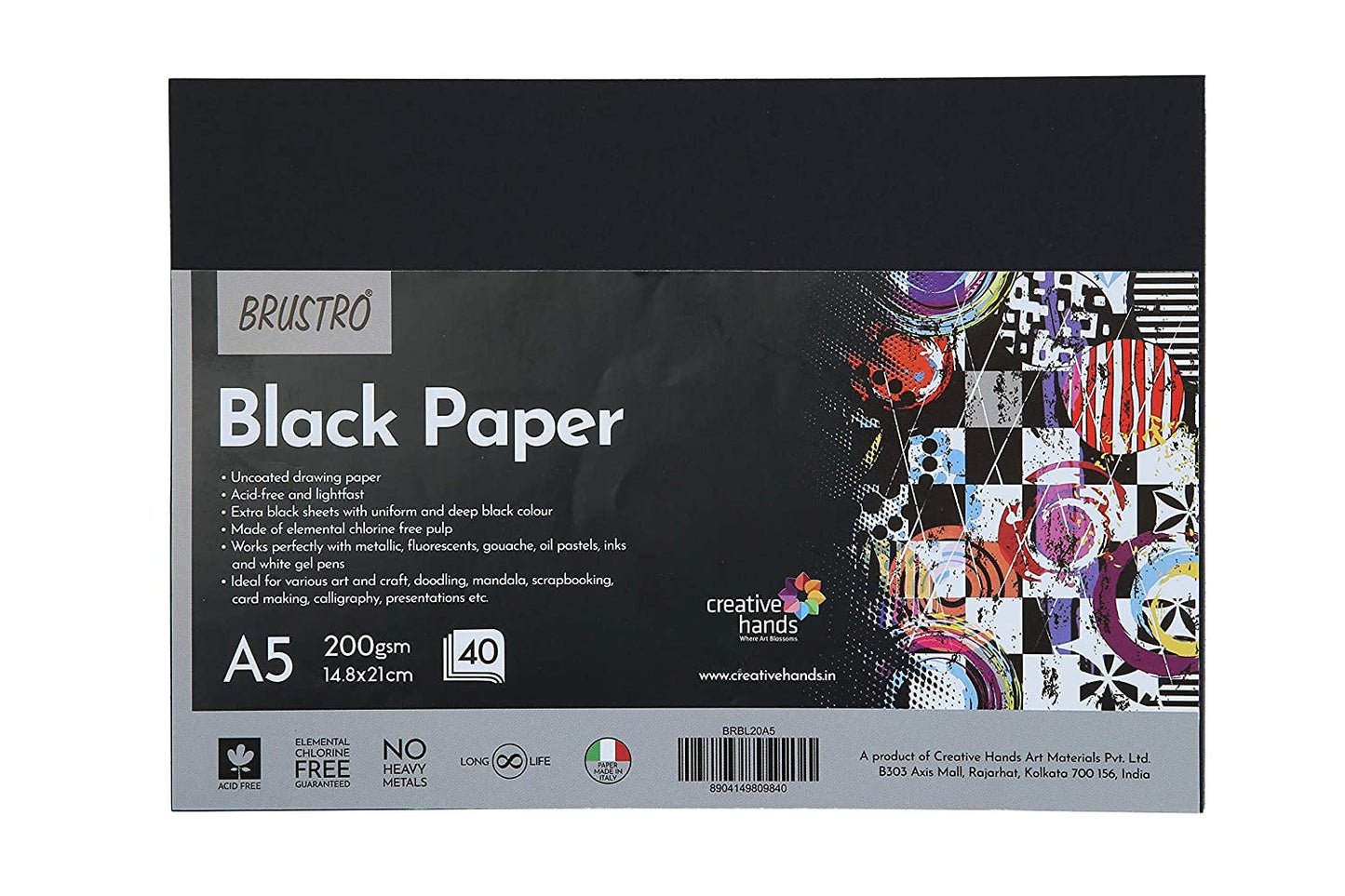 BRUSTRO BRGCCBLA5 Metallic Gouache Set Matte Finish 12ml