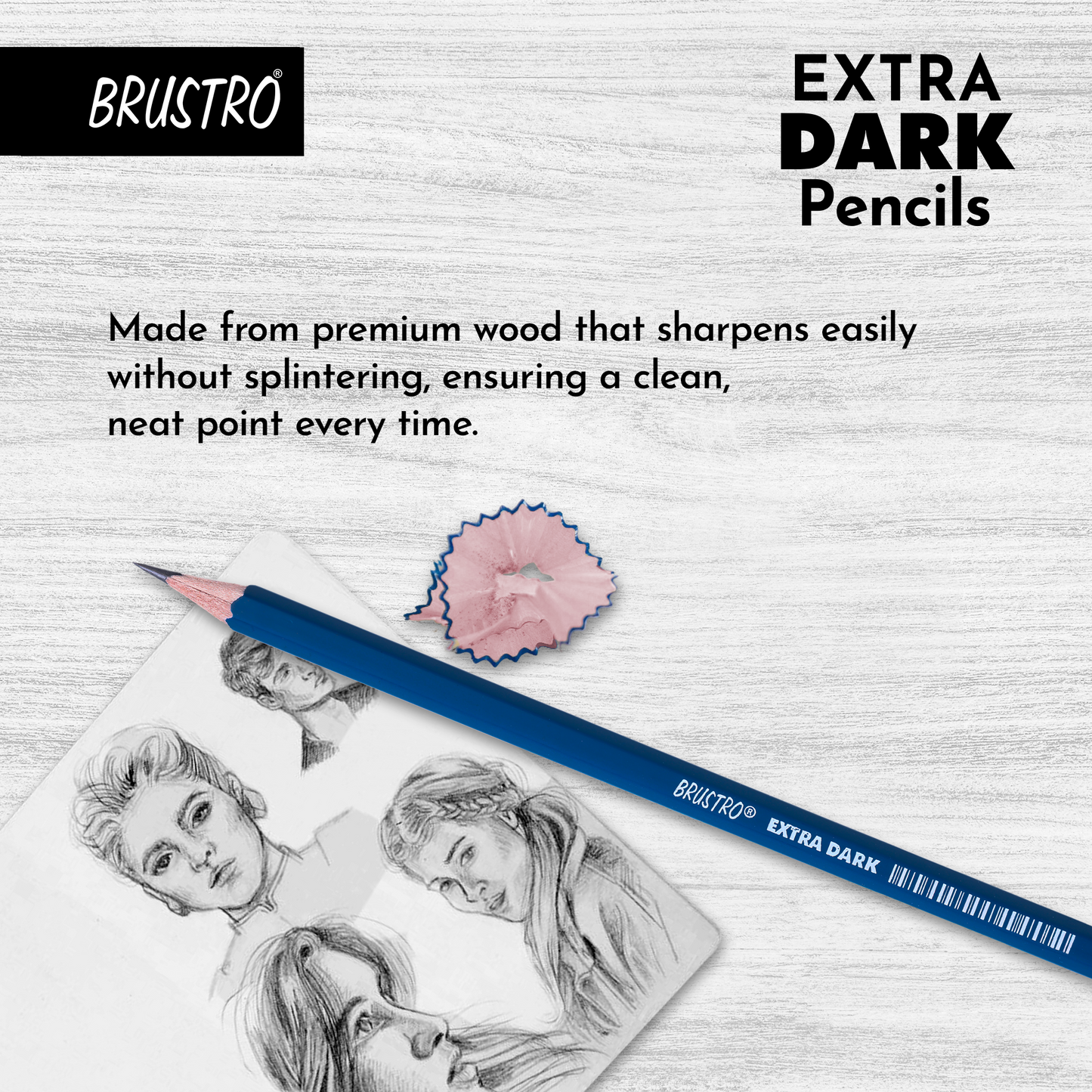 BRUSTRO Extra Dark Pencils | Black, Pack of 10 | Ideal for Drawing, Sketching, Mandala, Shading, Portrait for Artists, Fine Art Students