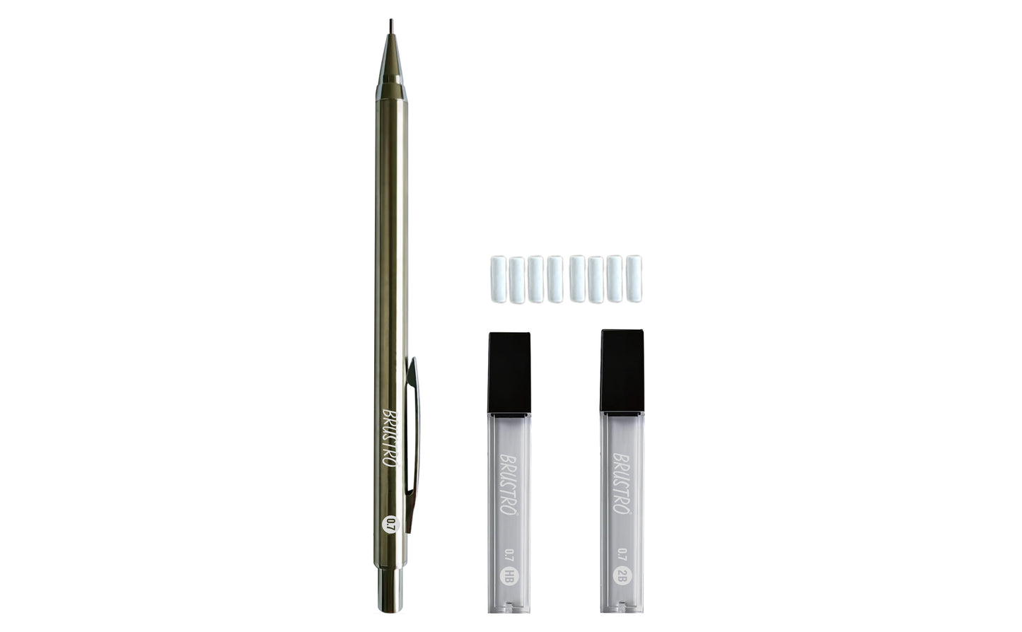 BRUSTRO Mechanical Pencil Set | HB-20 leads, 2B-20 leads, Spare eraser- 8 units|Tip size- 0.5 mm |Ideal for Students,Adults, Home,School,Office,Stationery Use |Writing, Sketching, Drawing, Mandala Art