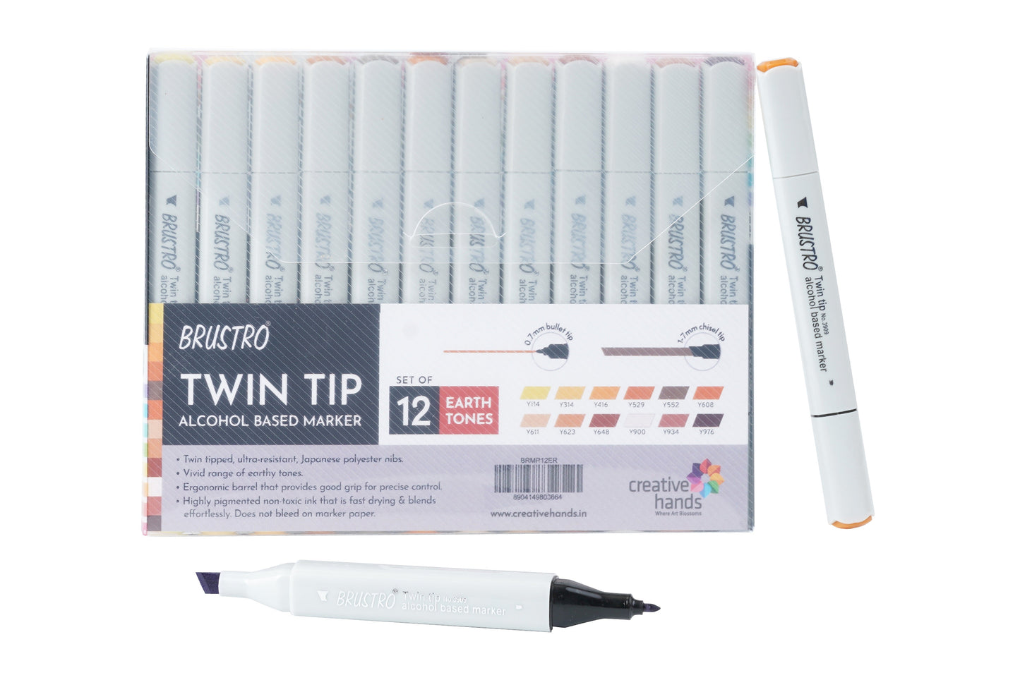 Brustro Twin Tip Alcohol Based Marker Sets Earth Tone (12)
