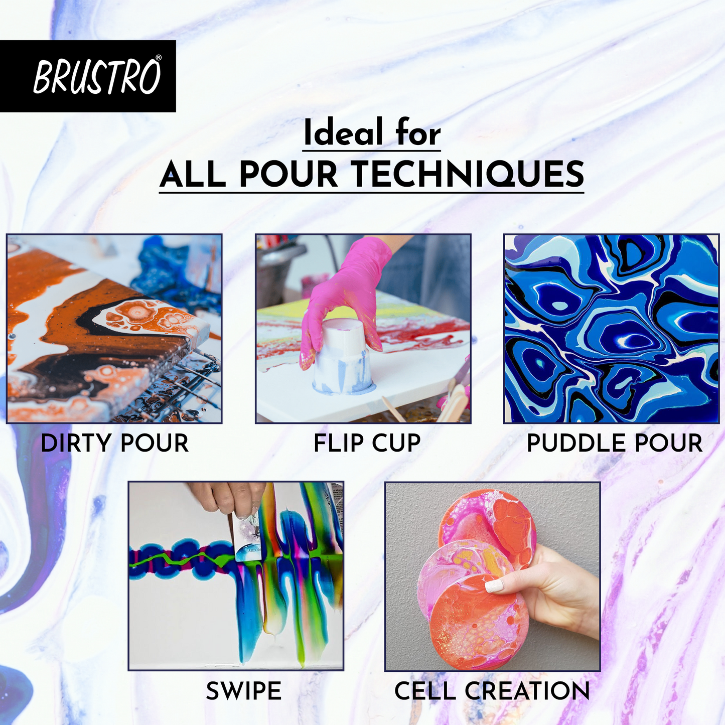 BRUSTRO Pouring Medium 100 ML (for Fluid Art) | Ideal for Canvas, Paper,Glossy Finish,Flexible,Non-Yellowing