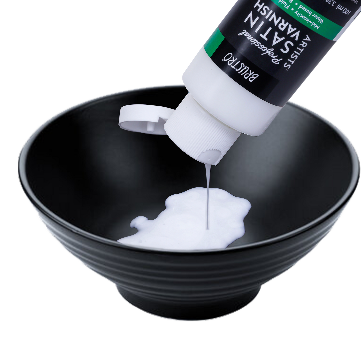 Brustro Artists Professional Liquid Satin Varnish 100 ml | Ideal for Coating on Acrylic Painting,Watercolours,Oil Paints,Non-Yellowing,Non Toxic,Transparent,Canvas,Paper, Artwork Protection.