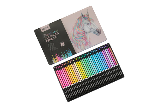BRUSTRO Artists' Coloured Pencils Pastel Tone Set of 36 (in elegant tin box)