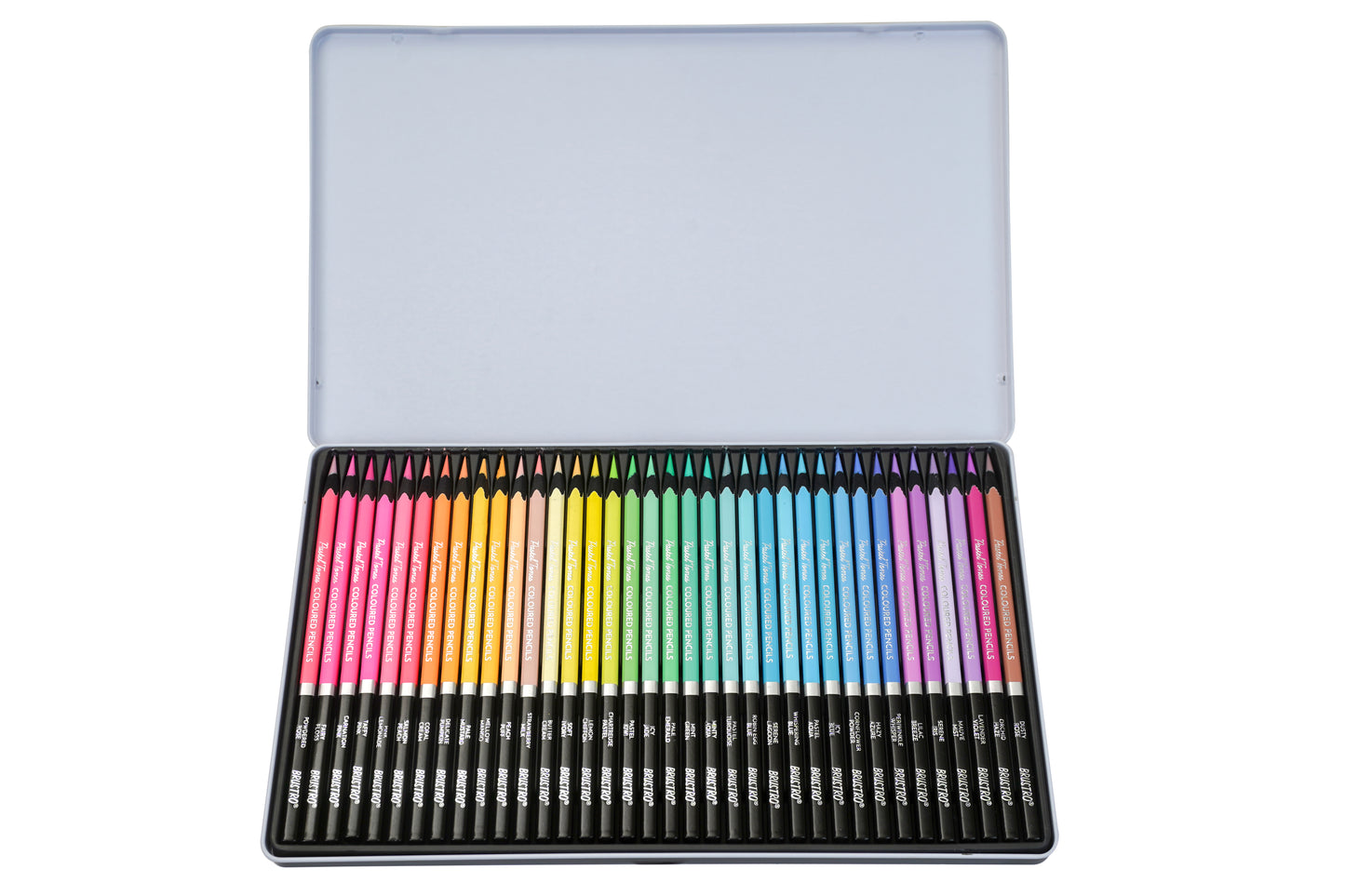 BRUSTRO Artist's Pastel Tone Coloured Pencils Set of 36 (in elegant tin box)