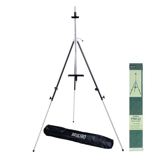 BRUSTRO Watercolour Tripod Folding Metal Steel Field Easel(Black)with Free Weatherproof Carry Case|Holds Canvas Upto 78.1 inch|Ideal for Watercolor,Sketching,Painting,Fine Art Display,Indoor & Outdoor
