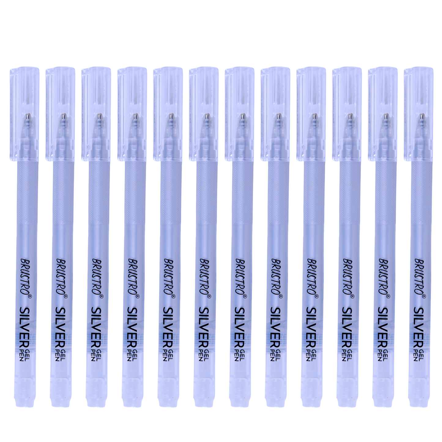 BRUSTRO Silver Gel Pen|Pack of 12 - 1mm Metal Tip,Opaque and Viscous Ink|Ideal For Drawing,Writing,Highlighting,Doodling,Scrapbooking,Mandala Art,Illustration,Fine Art Students and Professionals