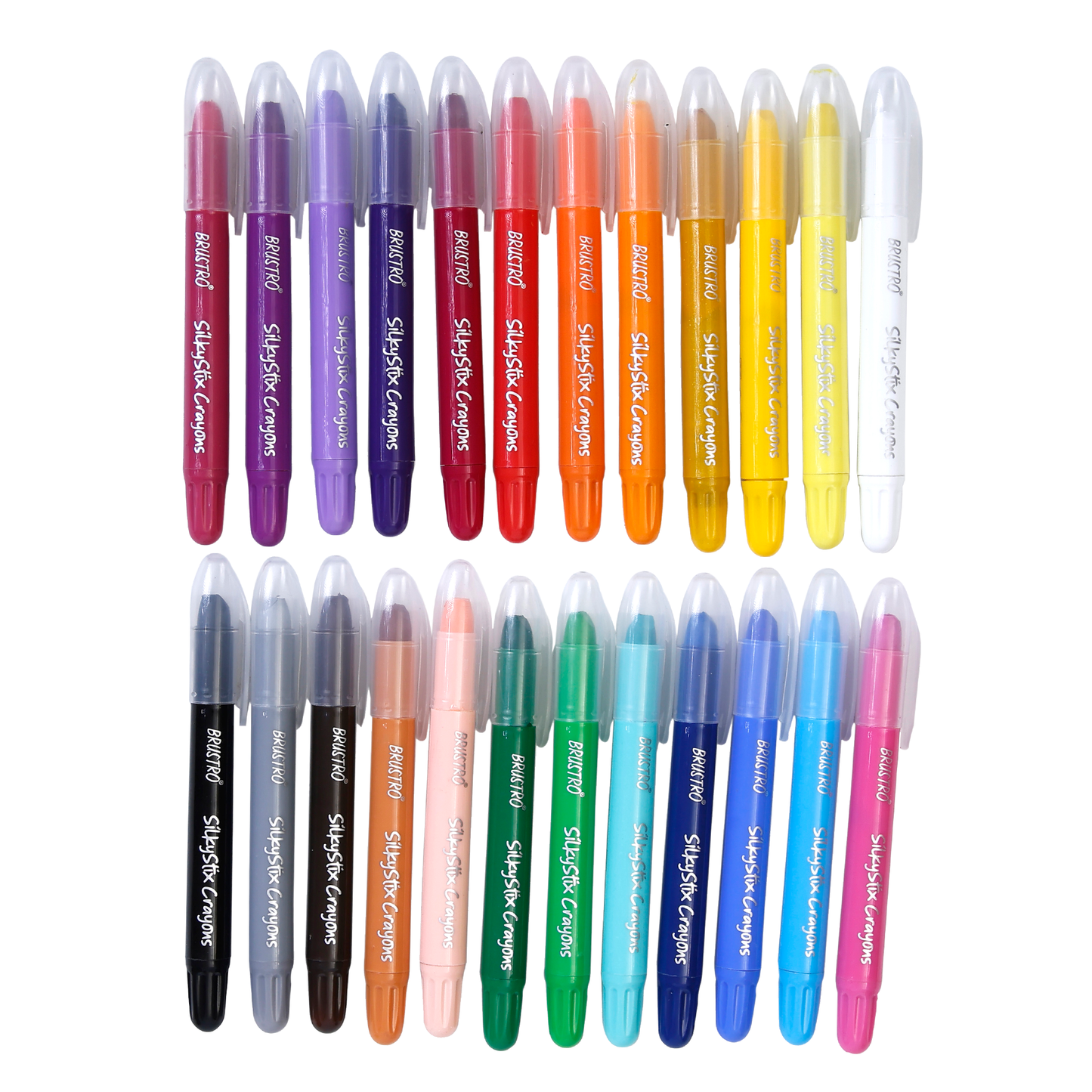 BRUSTRO SilkyStix Crayons - Set of 24 Crayon Set | Vibrant & Playful Colors, Eco-Friendly, Ideal for Blendable Painting,Graffiti,Coloring, Doodling, Safe for Students, Professional, Kids