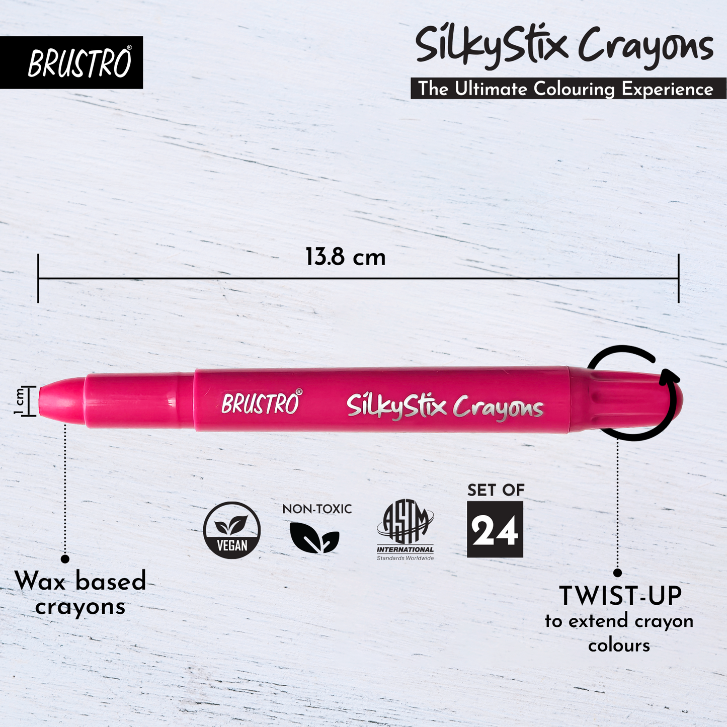 BRUSTRO SilkyStix Crayons - Set of 24 Crayon Set | Vibrant & Playful Colors, Eco-Friendly, Ideal for Blendable Painting,Graffiti,Coloring, Doodling, Safe for Students, Professional, Kids