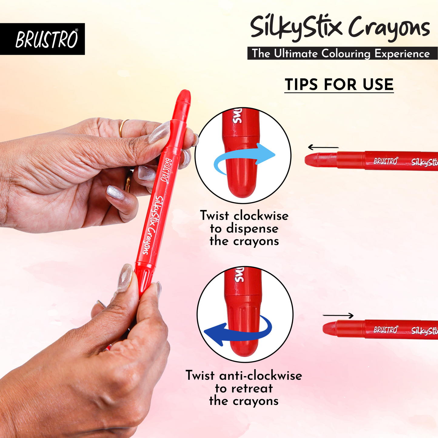 BRUSTRO SilkyStix Crayons - Set of 24 Crayon Set | Vibrant & Playful Colors, Eco-Friendly, Ideal for Blendable Painting,Graffiti,Coloring, Doodling, Safe for Students, Professional, Kids