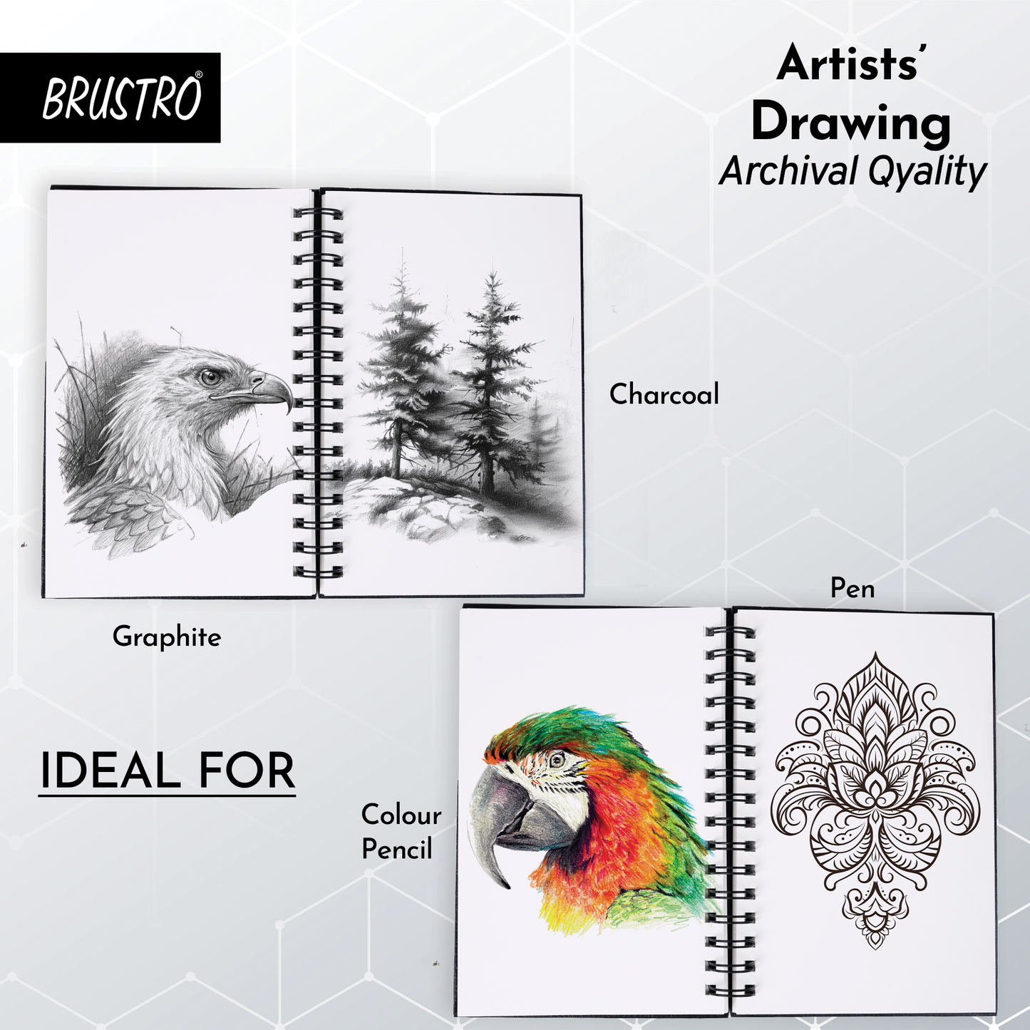 Brustro Artists Sketch Book Wiro Bound A5 Size ( 14.8 CM x 21 CM ), 116 Pages,160 GSM (Acid Free)