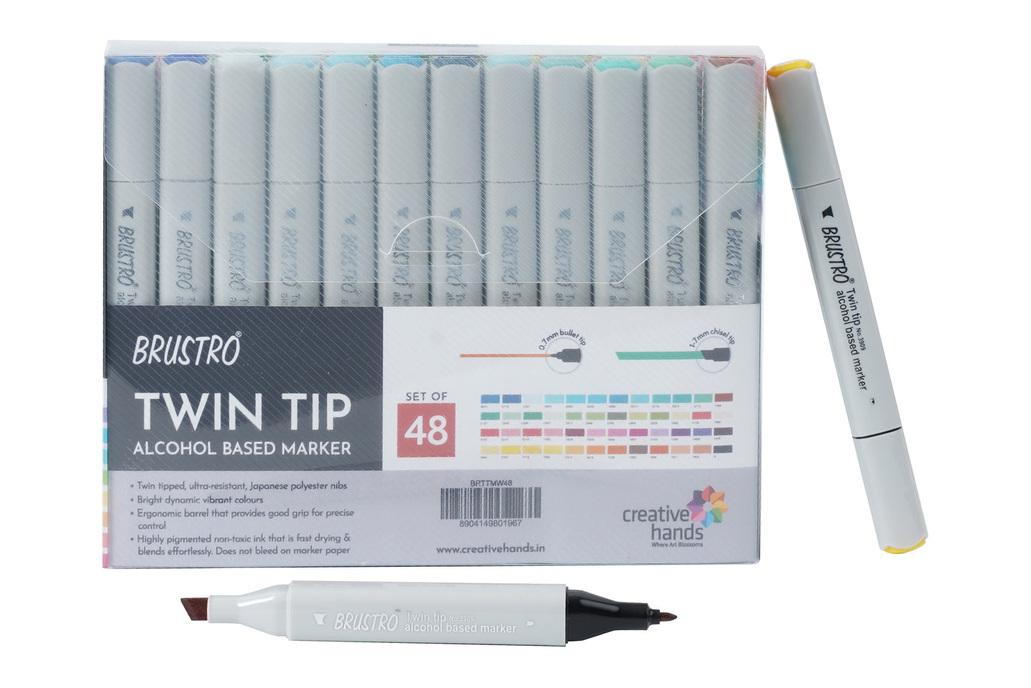 BRUSTRO Twin Tip Alcohol Based Marker Set of - 48 in Crossline PP See Through Box