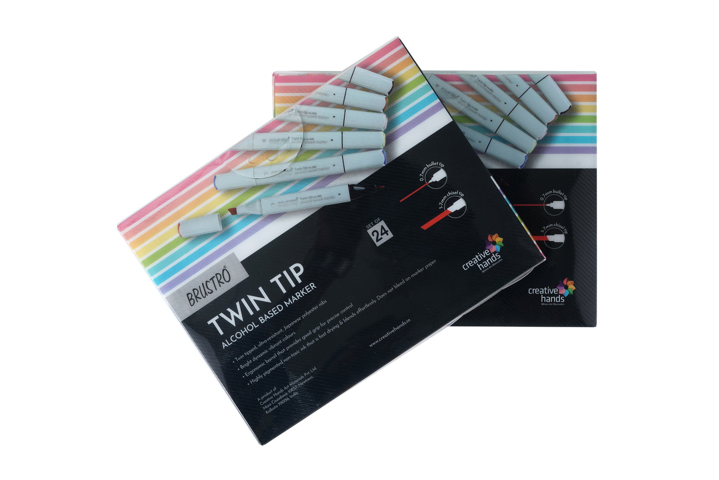 BRUSTRO Twin Tip Alcohol Based Marker Set of - 48 in Crossline PP See Through Box