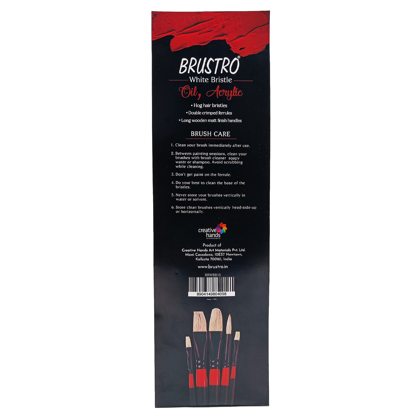 BRUSTRO Artists White Bristle Set of 10 Brushes for Oil and Acrylic