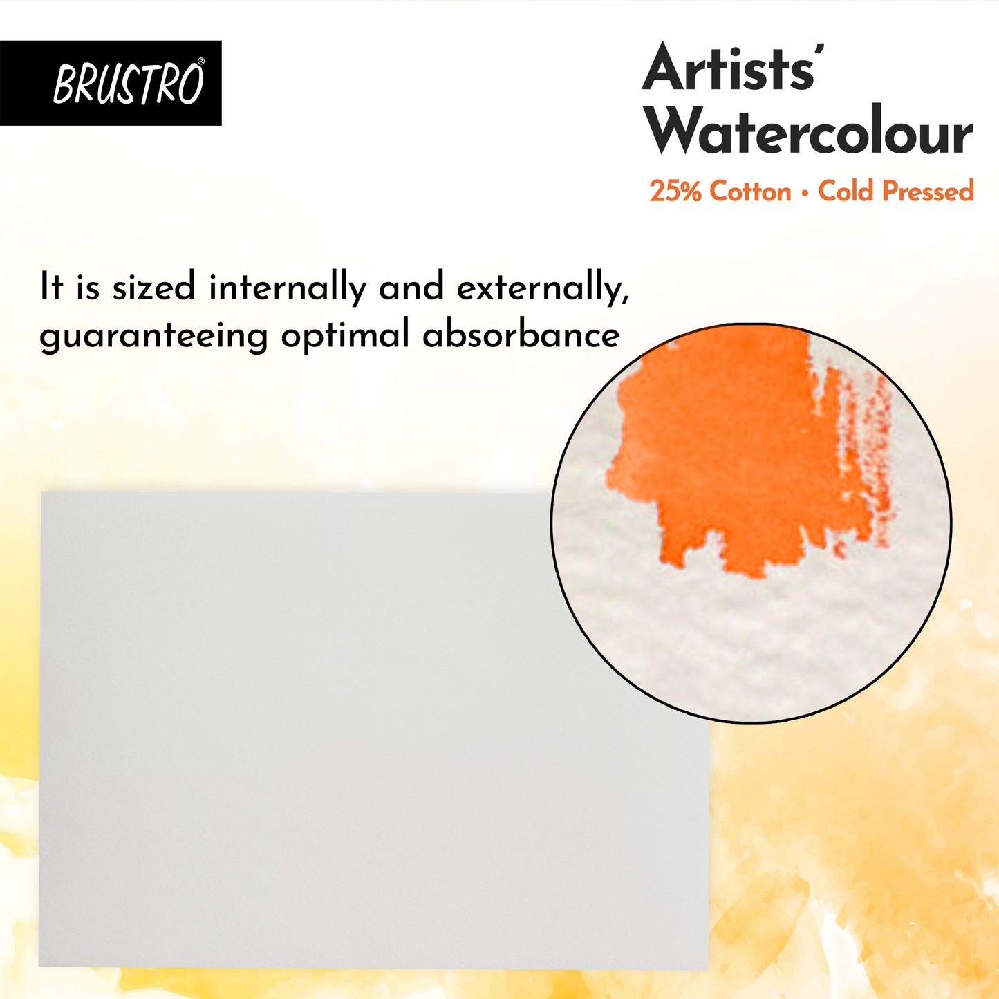 BRUSTRO Artist 25% Cotton Watercolour Pad Cold Pressed 200 GSM A4 Pad 20 Sheets