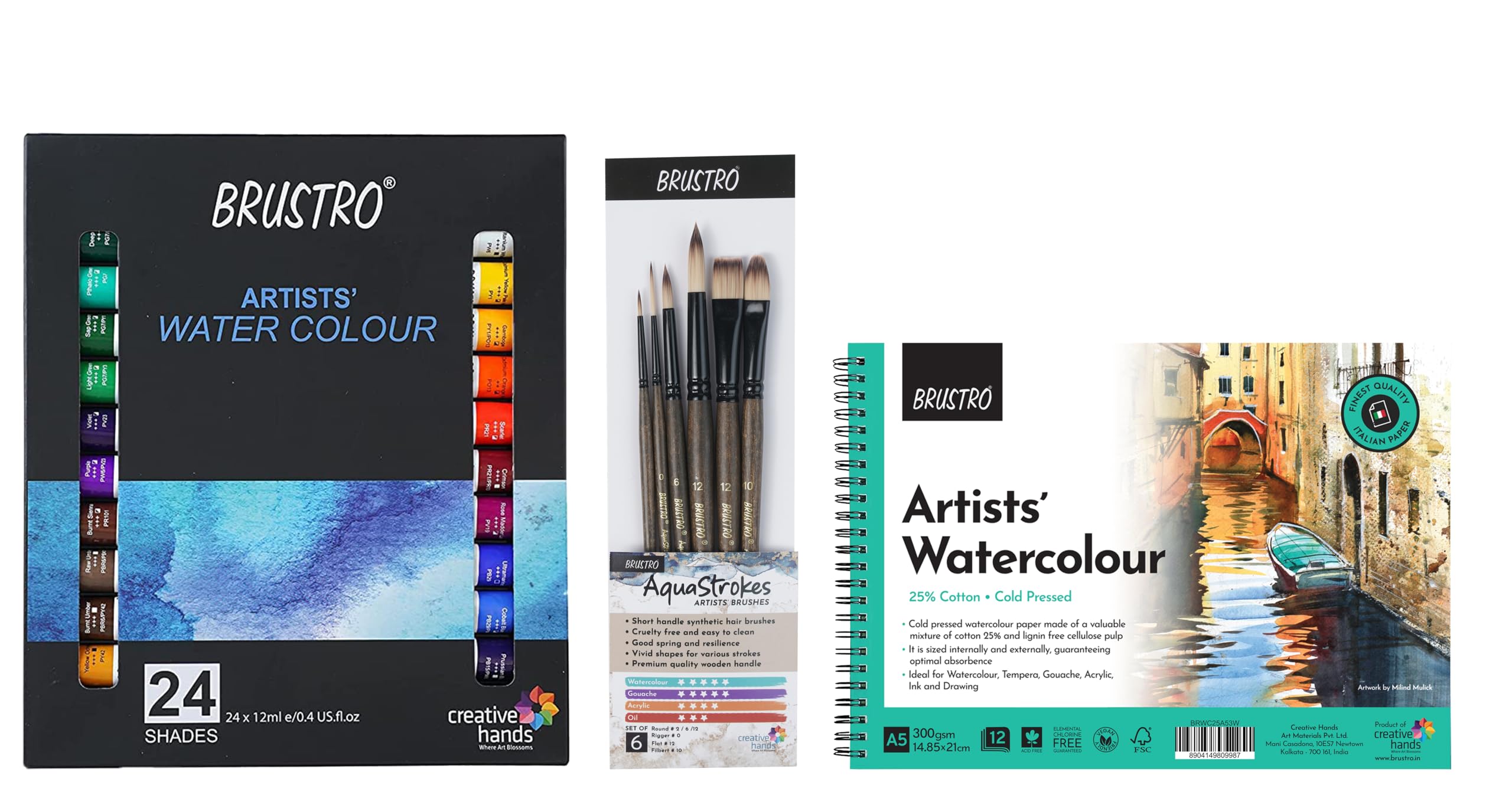 BRUSTRO Artists ' Watercolour Set of 24 Colours X 12ML Tubes with 25% –  BrustroShop