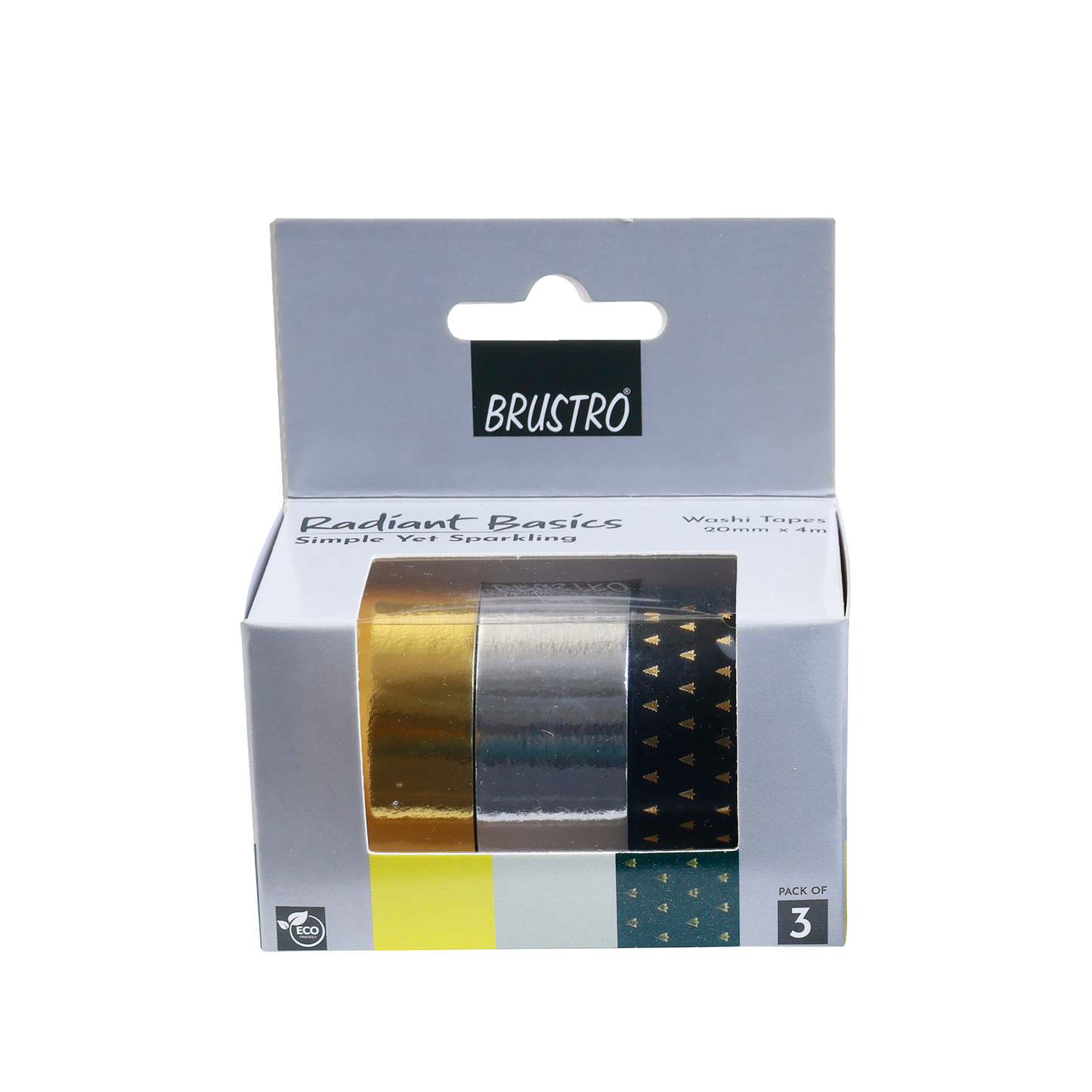 Brustro Radiant Basics Washi Tape – Simple Yet Sparkling (Set of 3)
