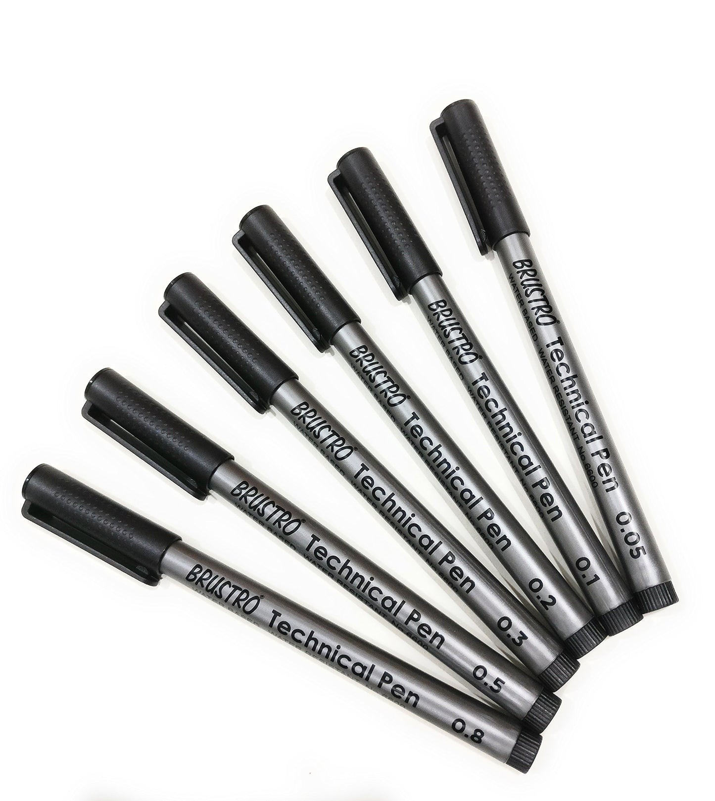 BRUSTRO Combo Technical Pen Black & Fabriano Bristol Glued Block A4 (Assorted) - Set of 6