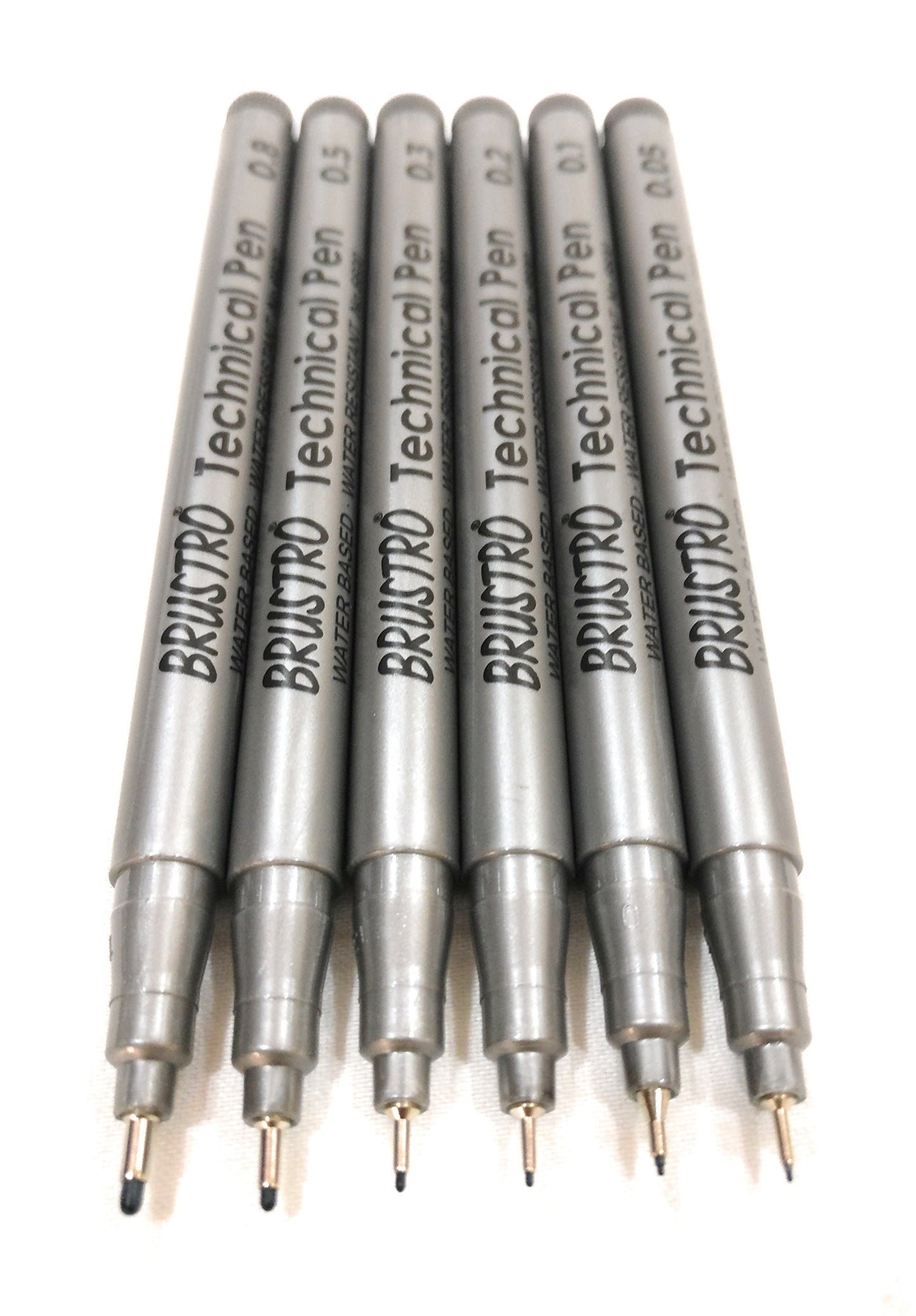 BRUSTRO Combo Technical Pen Black & Fabriano Bristol Glued Block A4 (Assorted) - Set of 6